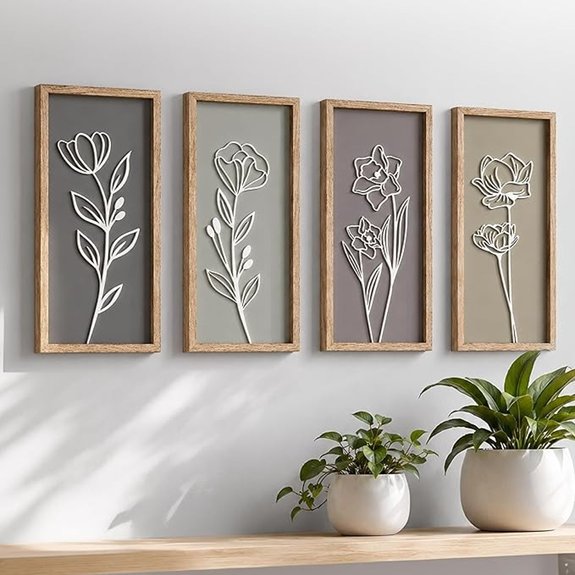 15 Best Bathroom Wall Art for 2026 2 3d wooden floral decor 4 piece