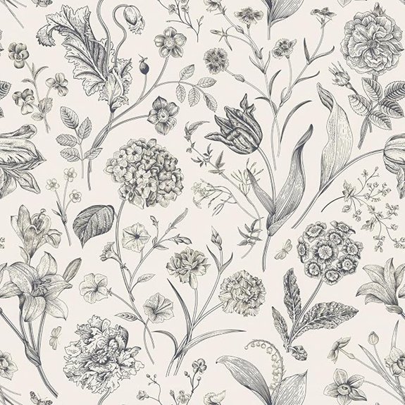 15 Best Wallpaper for Small Bathrooms in 2026 3 black and beige botanical wallpaper peel and stick
