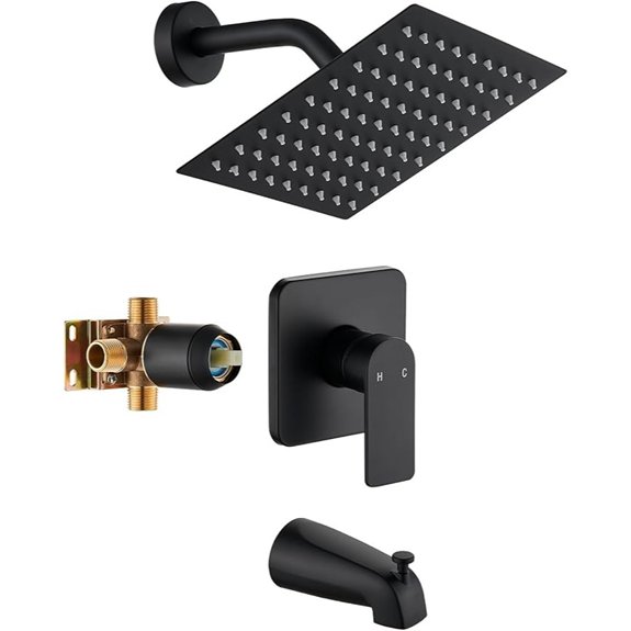 black tub faucet set with eight showerhead spout