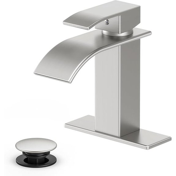 brushed nickel faucet with deck plate