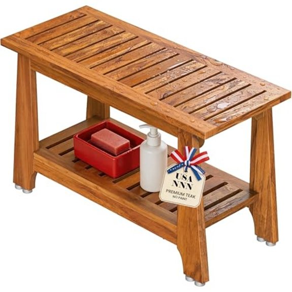 15 Best Shower Benches for 2026 (Bathe in Comfort) 8 commercial heavy duty teak shower bench patent non slip