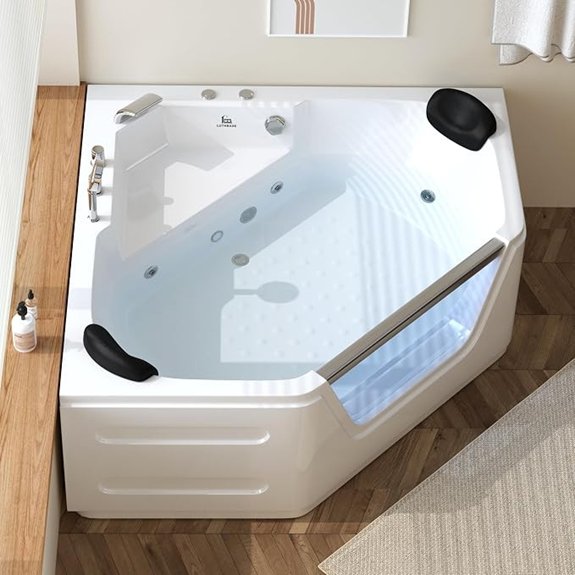 corner jetted bathtub for two