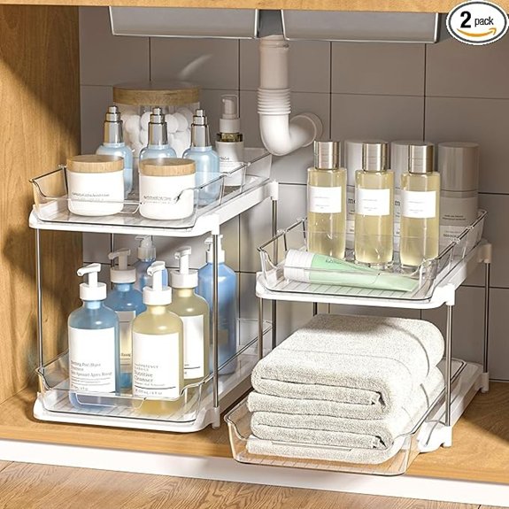 5 Best Bathroom Organizers for 2026 (Declutter Your Space) 3 delamu under sink organizers 2 pack