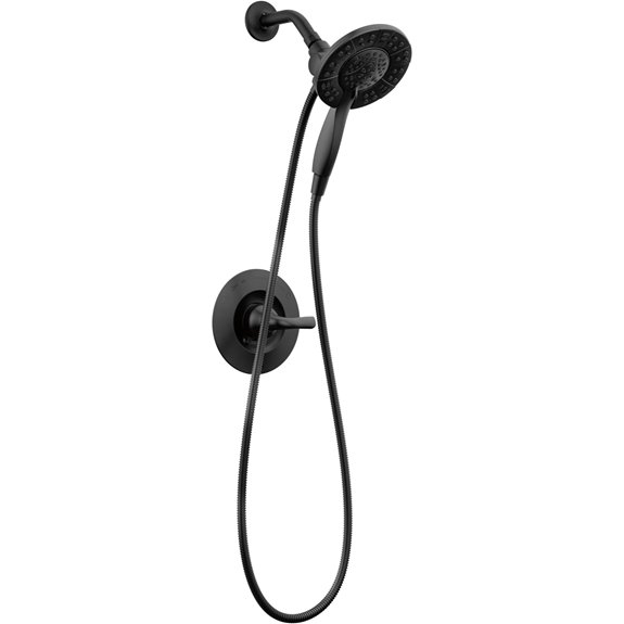 delta arvo matte black dual shower faucet