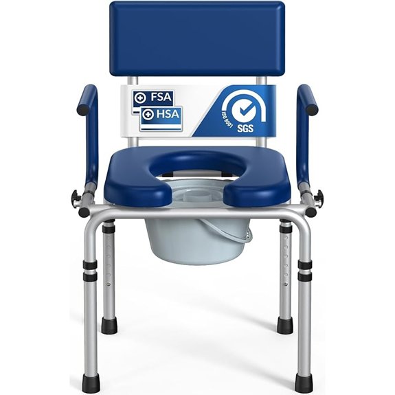 drop arm bedside commode padded seat 400lb capacity