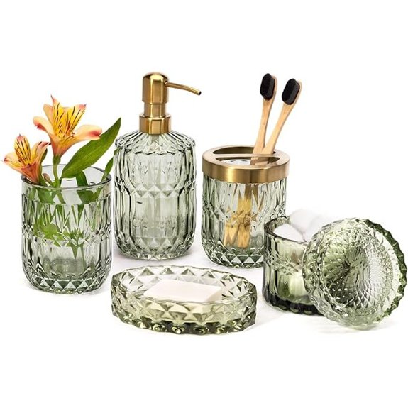10 Best Bathroom Accessories Sets for 2026 5 empo green glass bathroom set