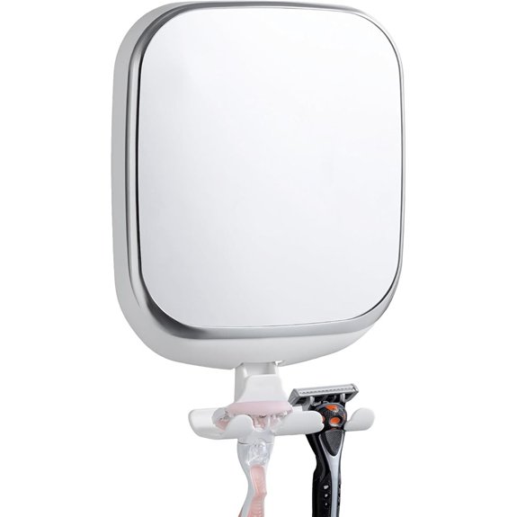 fogless shower mirror with razor holder
