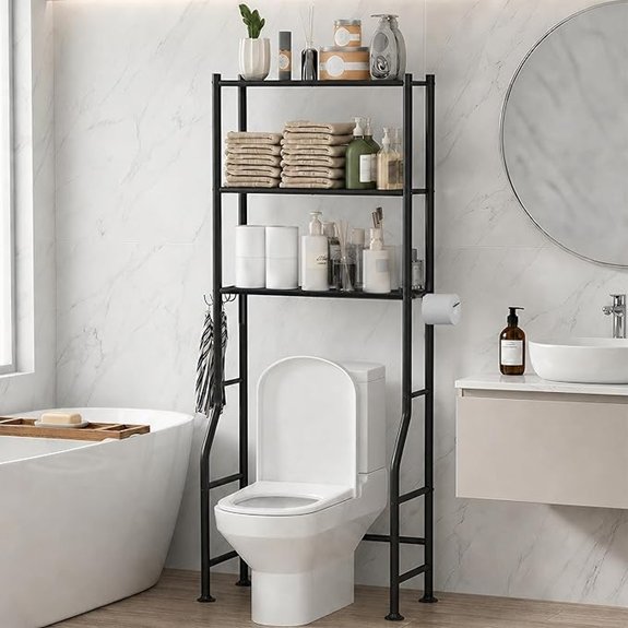 5 Best Toilet Closets for 2026 4 glotika 3 tier over toilet black bathroom storage unit