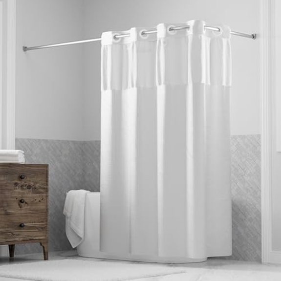 hookless waffle shower curtain with sheer window white