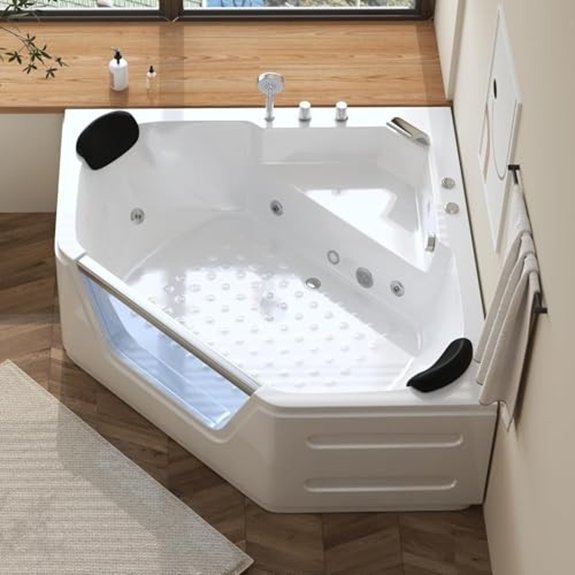 hydromassage corner bathtub jetted