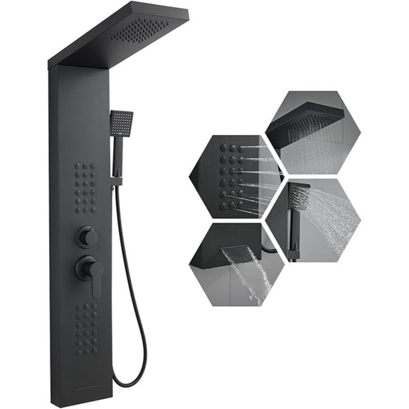 matte black shower panel system