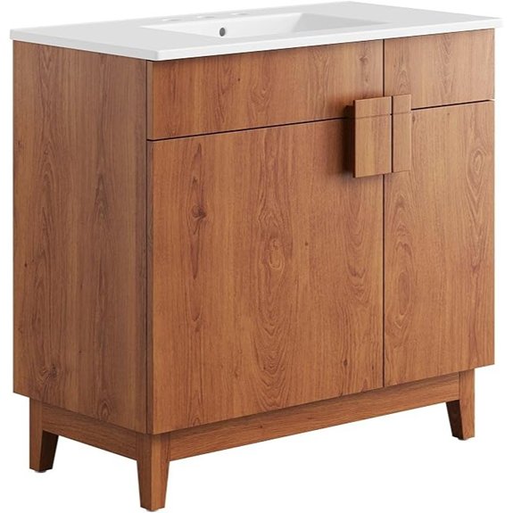modway miles vanity white walnut