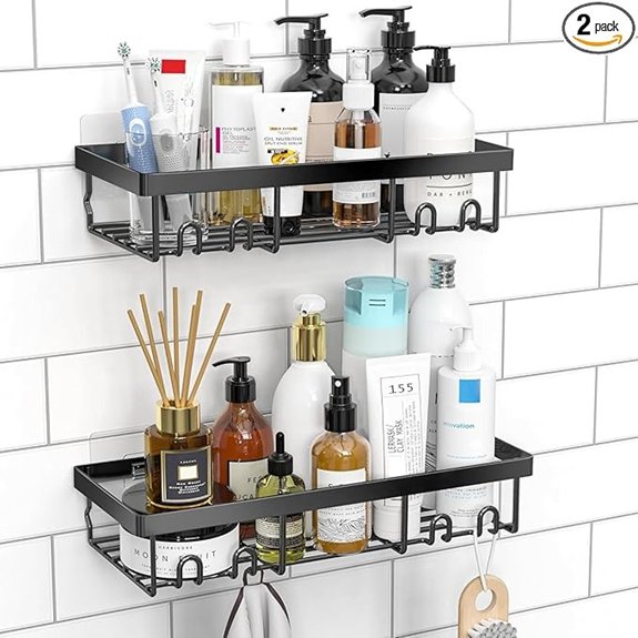 15 Best Shower Shelves for 2026 to Organize Your Bathroom 6 moforoco adhesive black shower caddy shelf