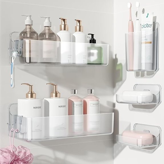 15 Best Shower Shelves for 2026 to Organize Your Bathroom 7 nieifi adhesive shower shelves 5 pack