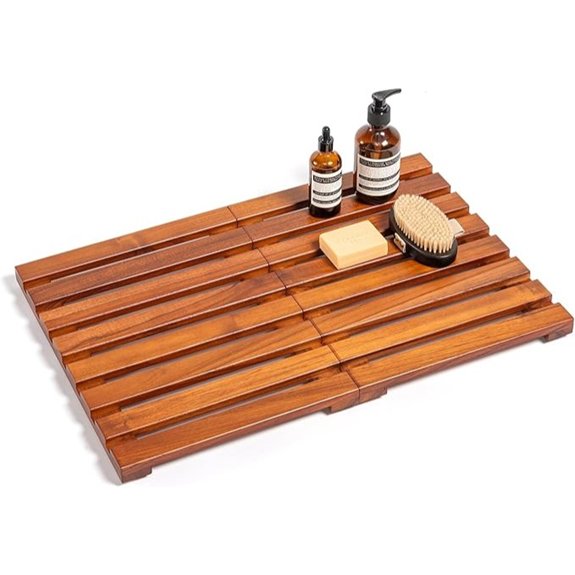 premium teak shower mat non slip 24x16