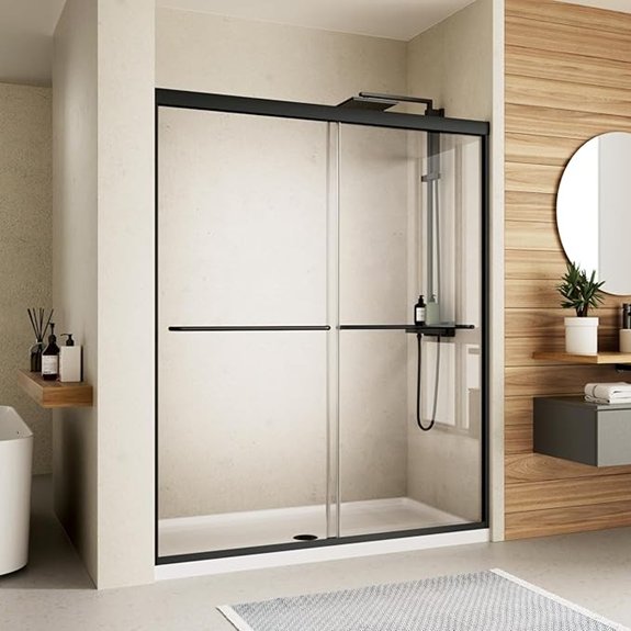 royal guard shower door double sliding 56 60 matte black