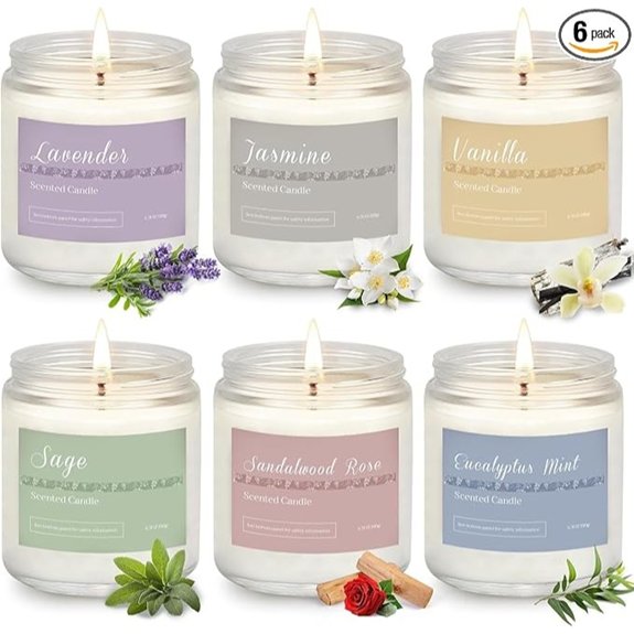 scented 6 pack candles giftset