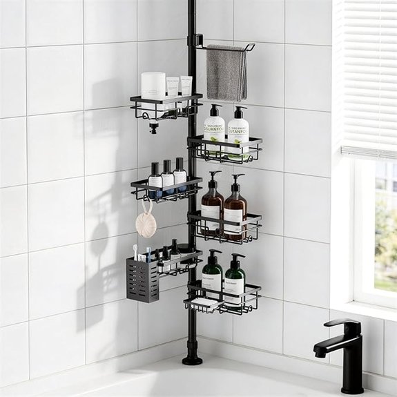 7 Best Shower Tower Systems for 2026 That Transform Bathrooms 3 shower caddy tension pole