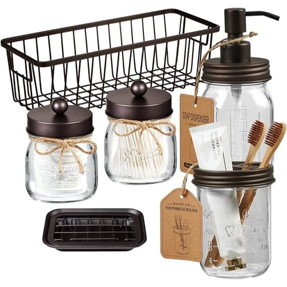 10 Best Bathroom Accessories Sets for 2026 10 six piece mason jar bathroom set brown