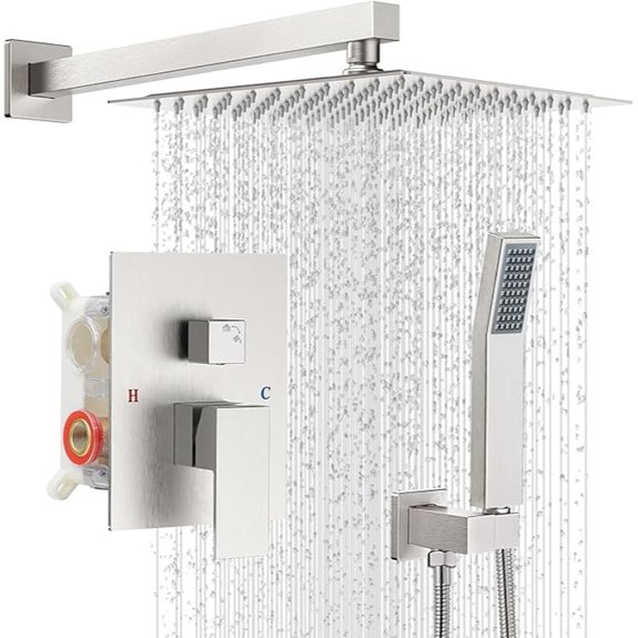 10 Best Shower Faucets for 2026 (Upgrade Your Routine) 3 square rain shower faucet set brushed nickel