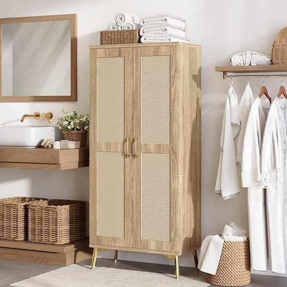 10 Best Linen Cabinets for 2026 7 tall rattan bathroom cabinet with adjustable shelves