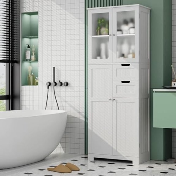 10 Best Linen Cabinets for 2026 8 tall white glass door cabinet
