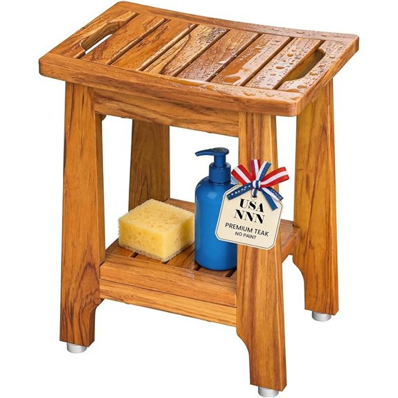 15 Best Shower Benches for 2026 (Bathe in Comfort) 9 teak shower stool with shelf