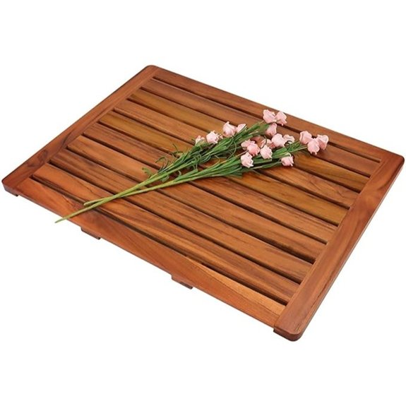 utoplike teak wood bath mat