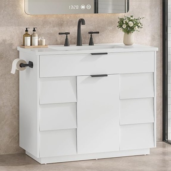 5 Best Vanities for Small Bathrooms in 2026 3 white freestanding bathroom vanity with sink