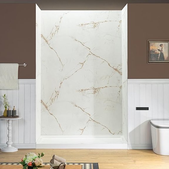 10 Best Acrylic Shower Walls for 2026 9 woodbridge beige marble wall panel kit