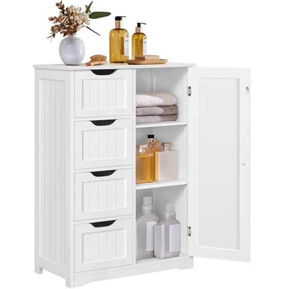 15 Best Bathroom Cabinets for 2026 11 yaheetech cabinet white small four drawer